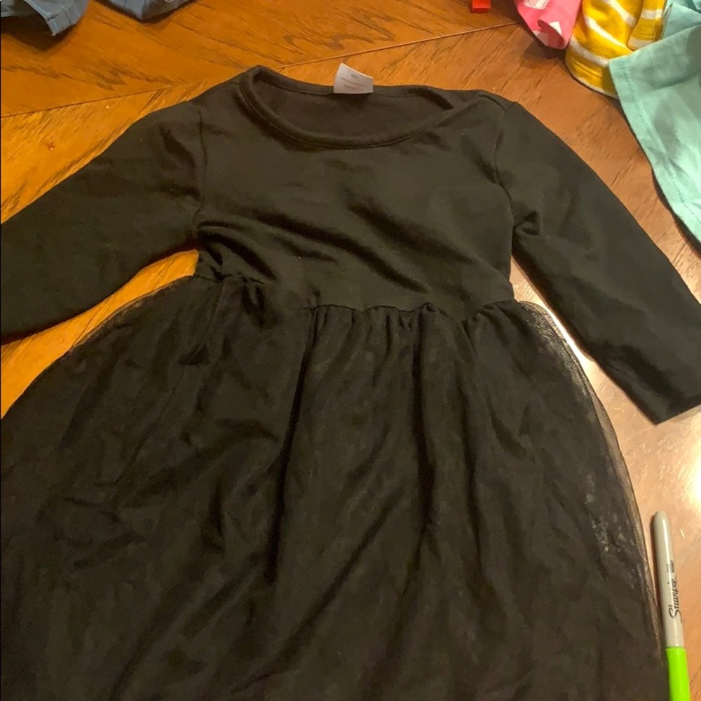 4t black dress with tulle overlay